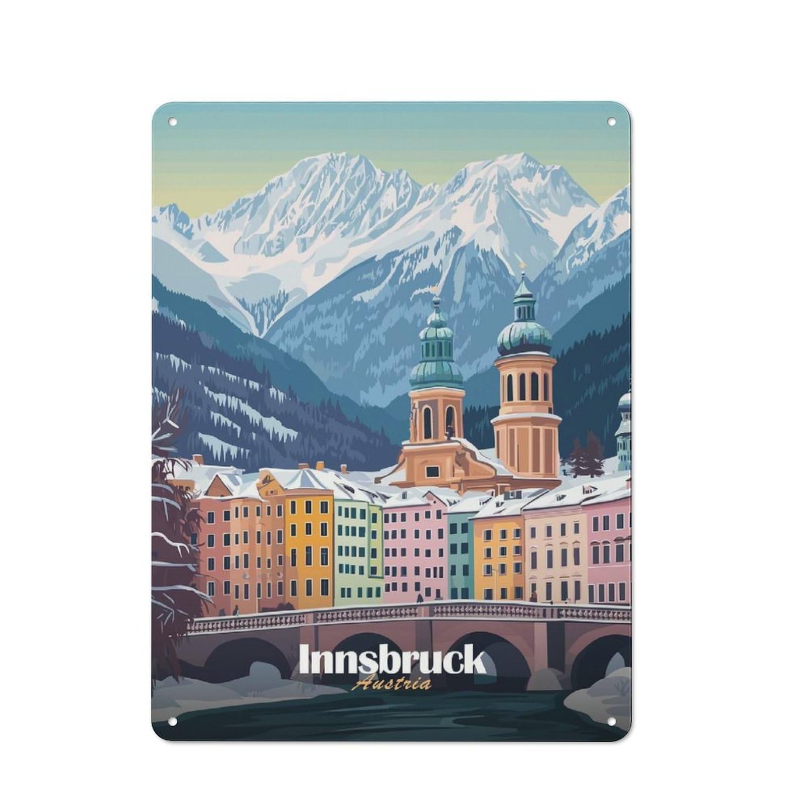 Junmoney Style-8 Vintage Metal Sign 40X30cm Featuring Innsbruck, Austria For Pub Or Café, Wall Decor For People Reorganising Pub And Café