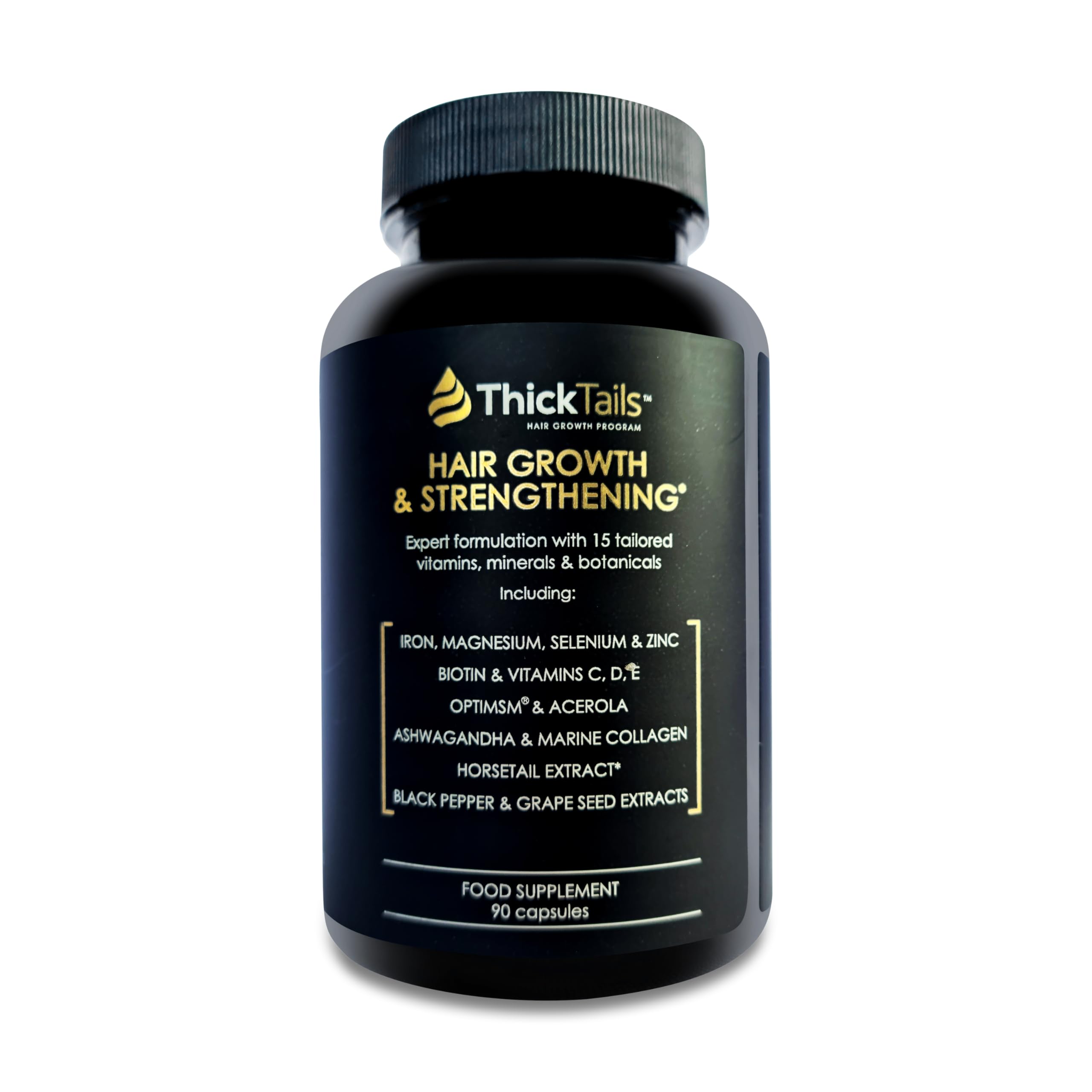 ThickTails Hair Growth Vitamins for Women – Biotin, Collagen, Omega-3 & Iron – 60 Capsules – Hair Growth Supplements for Thicker, Fuller-Looking Hair, Menopause & Postpartum Support