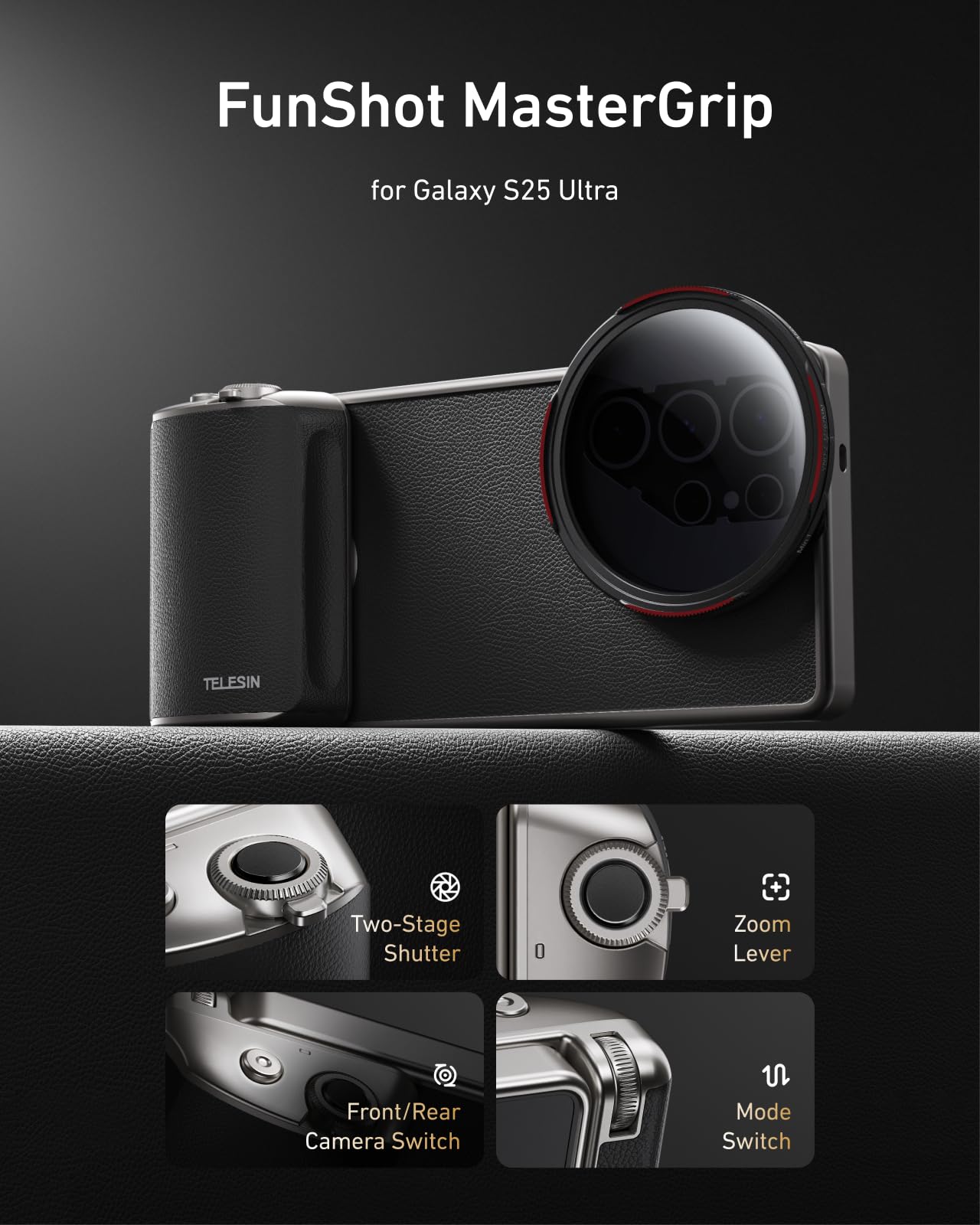 Amazon.com: TELESIN Fun Shot Mastergrip Phone Camera Grip Built-in