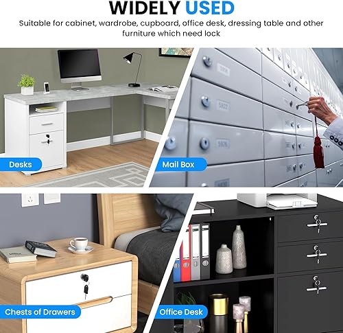 Miniatura 7 de SDTC Tech - Cerradura para cajones con llaves y tornillos a juego para gabinete/armario/armario/escritorio de oficina, etc.