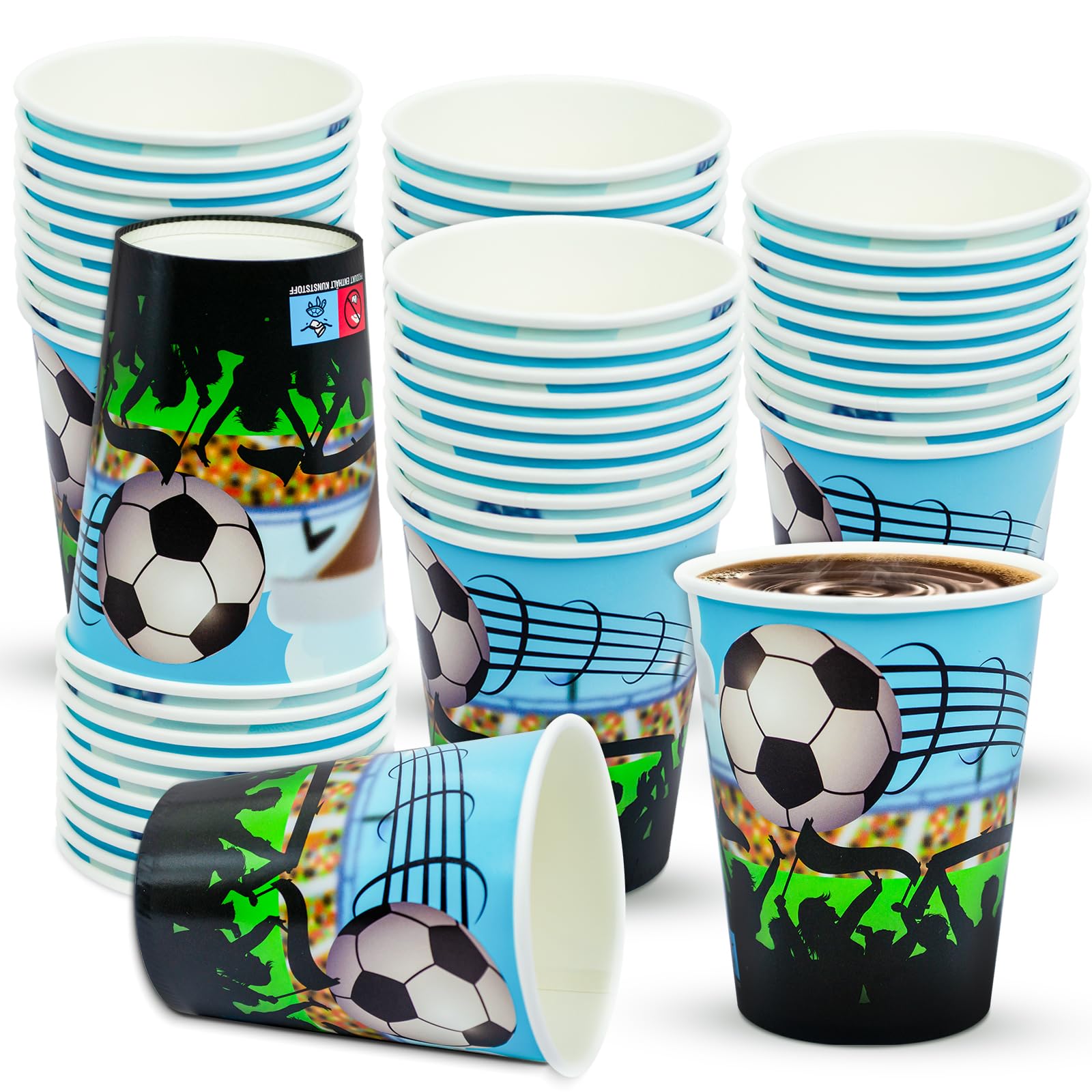 HNH 50 Bicchieri di carta per feste di Calcio 12 once