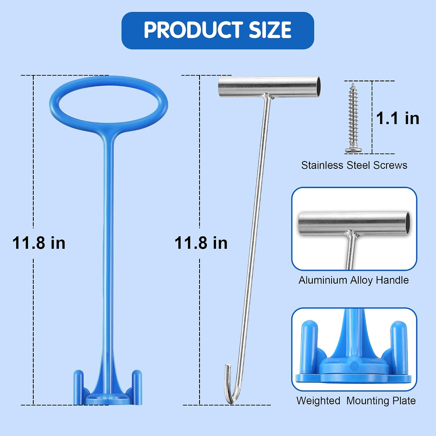 2 Sets Pool Skimmer Basket Handle, Skimmer Basket Hook for Debris Removal image 5