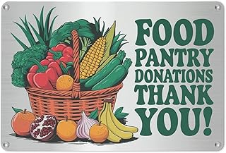 Food Pantry Donations Thank You Basket tin sign Vintage Fruits Vegetables Metal sign print Suitable for room bathroom cave bar cafe garage garden and outdoor decoration 8X12 inch