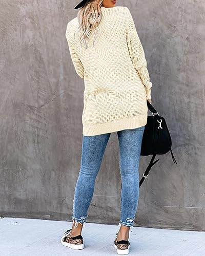 Miniatura 3 de Saodimallsu - Cárdigan holgado de punto y abertura delantera para mujer, con manga larga, estilo casual, ligero y suave, abrigo con bolsillos