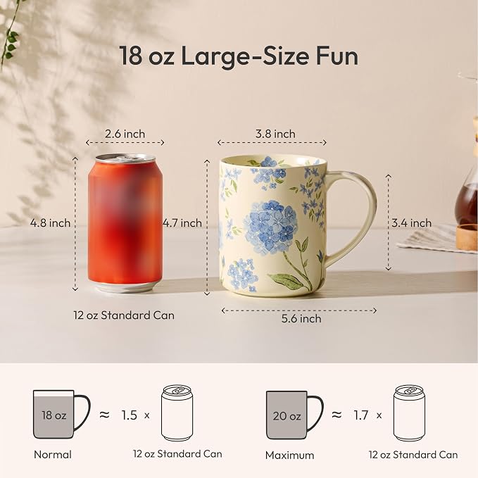 Taza grande de porcelana 18 oz con asa grande miniatura 3