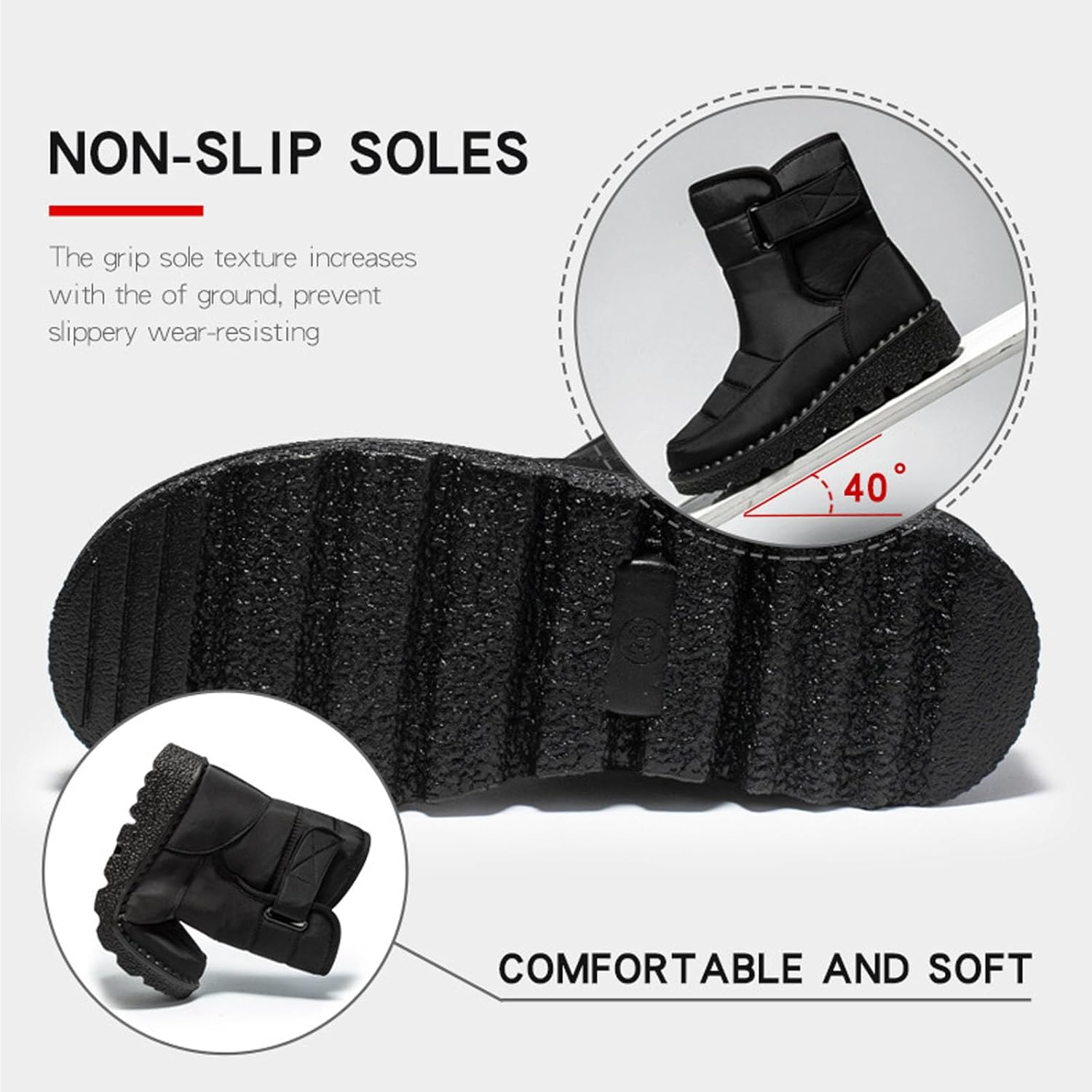 Women's Waterproof Non-slip Warm Ankle Snow Boots, Platform Warm Fur Lined Thermal Winter Ankle Boots Orthopedic Shoes with Zipper