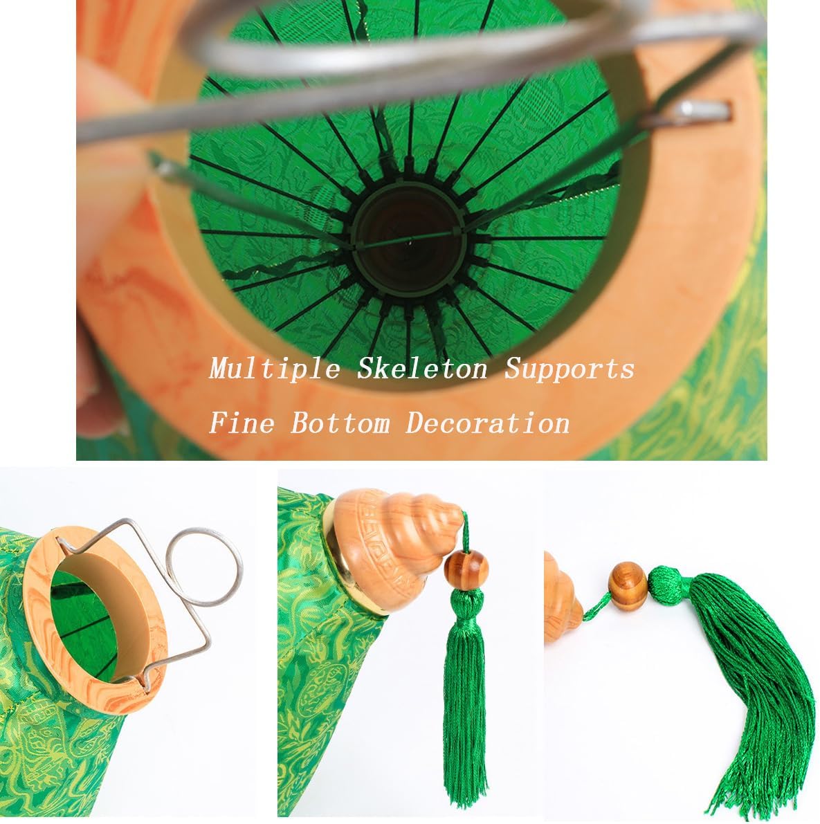 2 Pack Chinese Lanterns Large 16-inch Diameter Silk Lantern Hanging Lantern Lights Lamps Outdoor Patio Ceiling Decor Floral Lamp (Red)