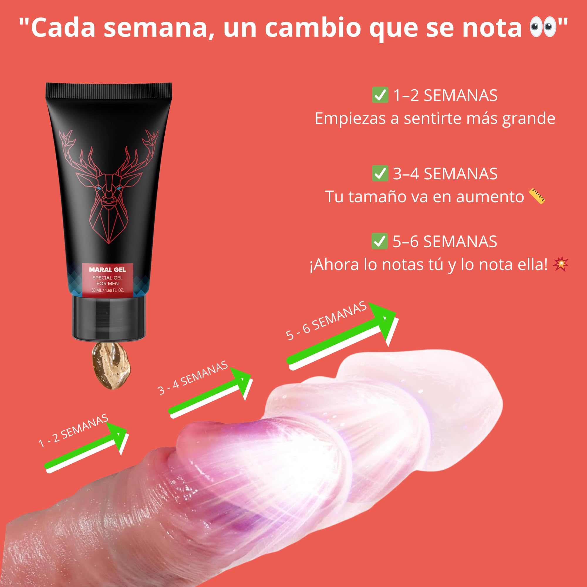 Gel Potenciador Masculino XXL 50 ML – Crema Virilidad Hombre – Aumenta Longitud y Grosor con Uso Constante/Formulación Natural