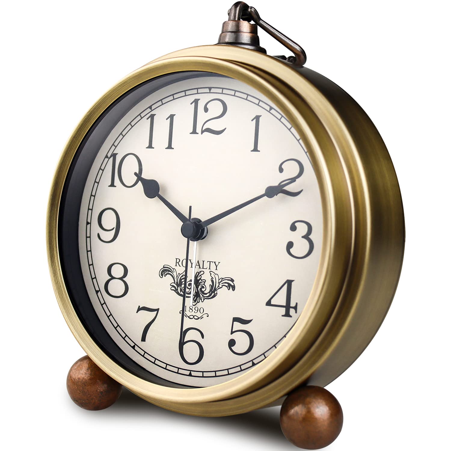 NEOTEND Gold Desk Alarm Clock for Bedroom Kids Modern Mantel Small Table Clock Desktop Farmhouse Tabletop Metal Battery