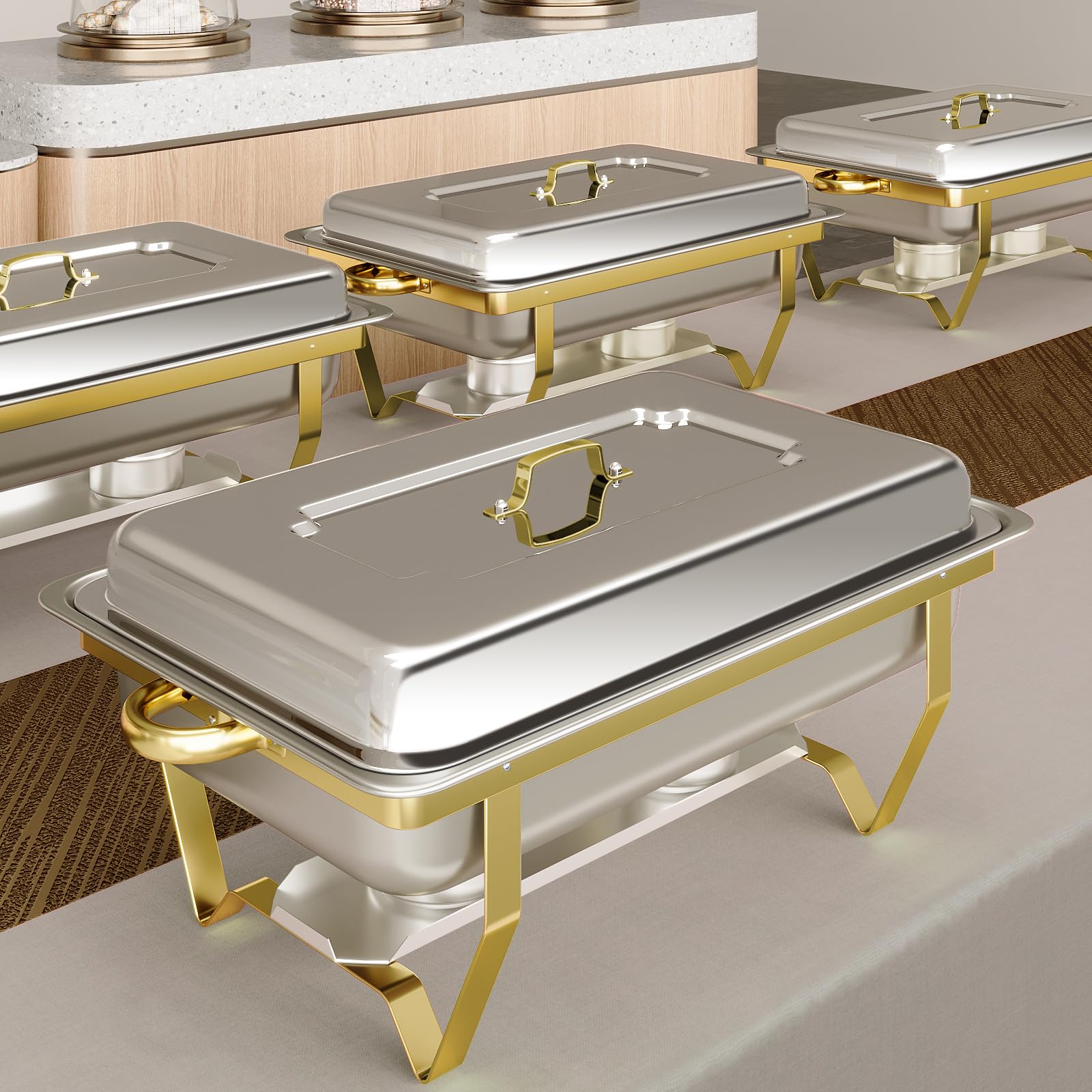 Photo 1 of ***DAMAGED*** XJADQW 9QT Chafing Dishes for Buffet 4 Pack, Chafing Dish Buffet Set