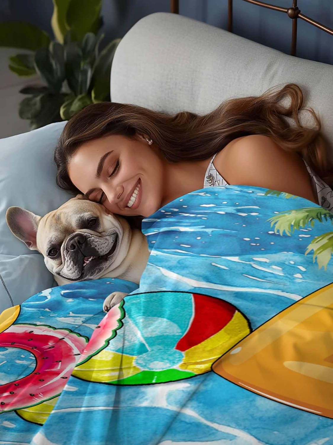 Top Sheet Full Bedding Flat Sheet Only, Summer Vacation Swimming Pool Microfiber Bed Sheets Soft Breathable Bedding Flat Sheets, Sunglasses Slippers Palm Tree Hotel Luxury Top Sheets