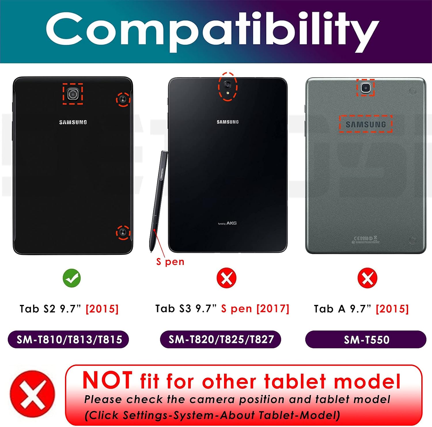 DETUOSI Shockproof Case for Samsung Galaxy Tab S2 9.7" 2015 (SM-T810/T813/T815/T819), Multi-Angle Kickstand Full-Body Protective Cover for Samsung Tab S2 9.7 inch SM-T810/T815 Tablet 2015 (Black&Red)