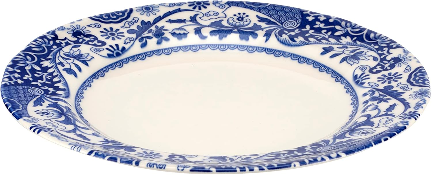 Spode Brocato Set of 4 20cm Plates, Blue & White
