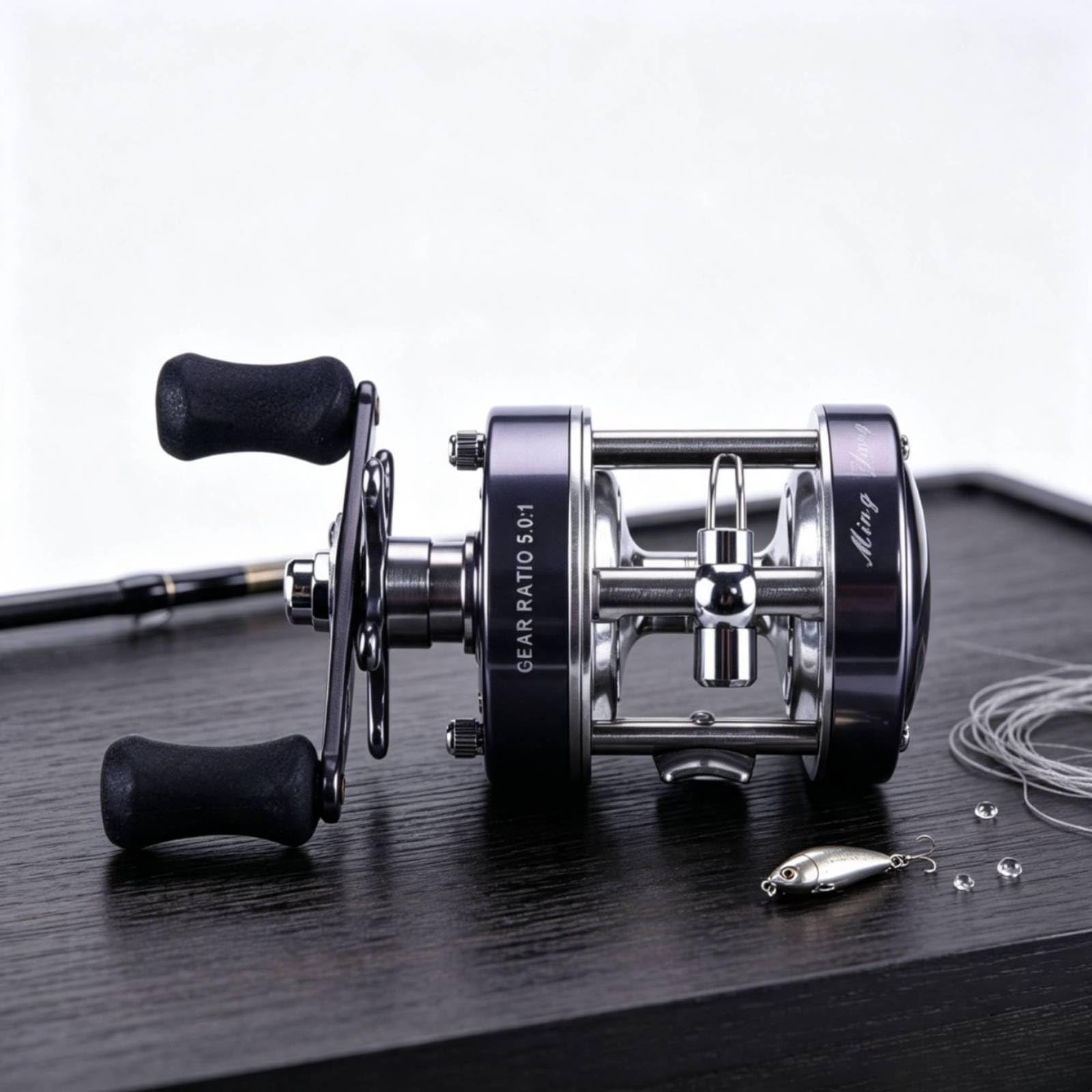 LOVIVER Carrete de Pesca Redondo para Lance Suave con Construcción Rígida de Metal Bobina Visible Guía de Línea y Freno Estelar Ajustable Empuñaduras Dobles