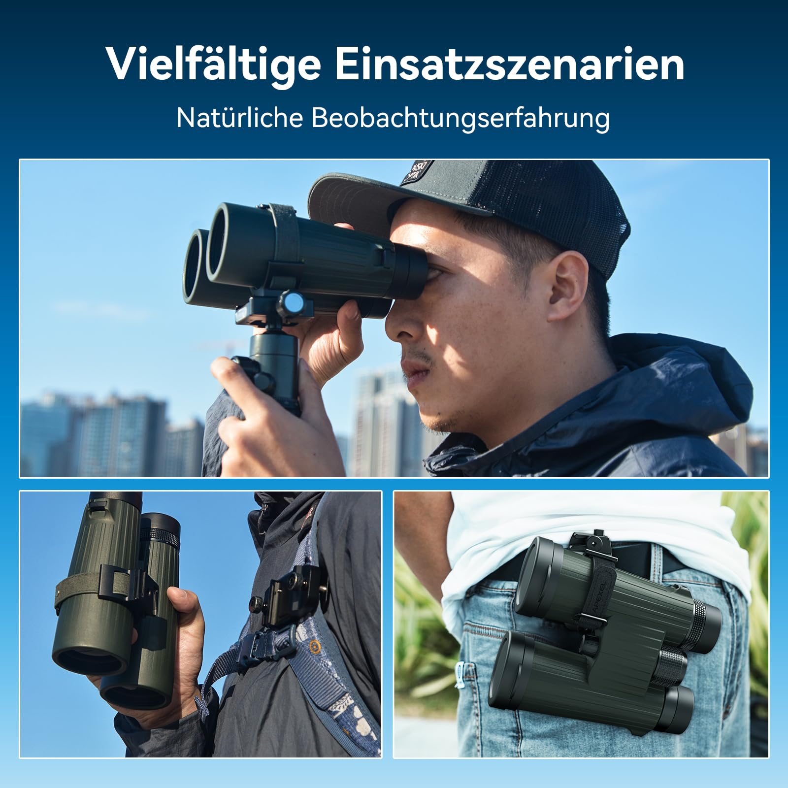 APEXEL Universal Fernglas Rucksack Adapter – 38mm Schnellwechselplatte & 1/4" Gewindeanschluss,Teleskop-Halterung Adapter,Monocular Telescope-Rucksack Clip,Geeignet für Rucksackgurte/Gürtel