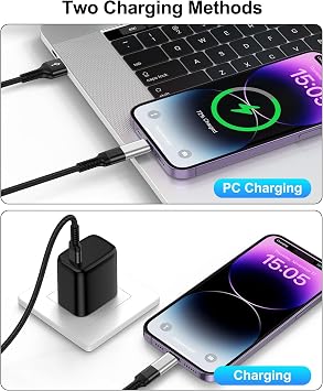 [2-Pack] USB C to Lightning Adapter, Type C to Lightning Adapter Support PD Fast Charging & Data Sync Compatible with iPhone 14/13/12/11/X/XR Pro, iPad, AirPods Not for Audio/OTG