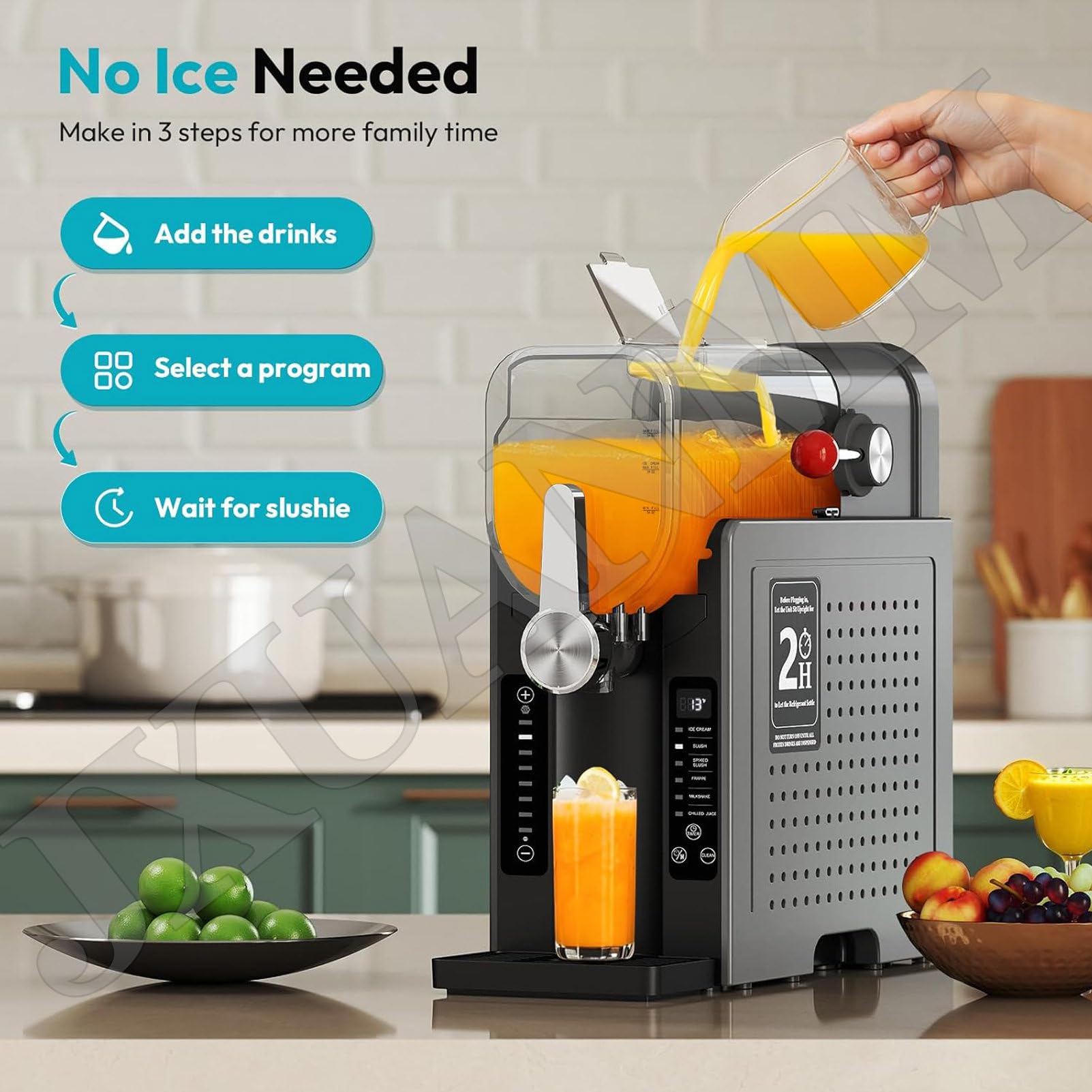 Machine a Granita, 6-in-1 Slush Machine, Capacité 2.5L, 6 Programmes Prédéfinis, pour Maison Restaurant Café, 220V,42cm(L) x19cm(W) x42cm(H)