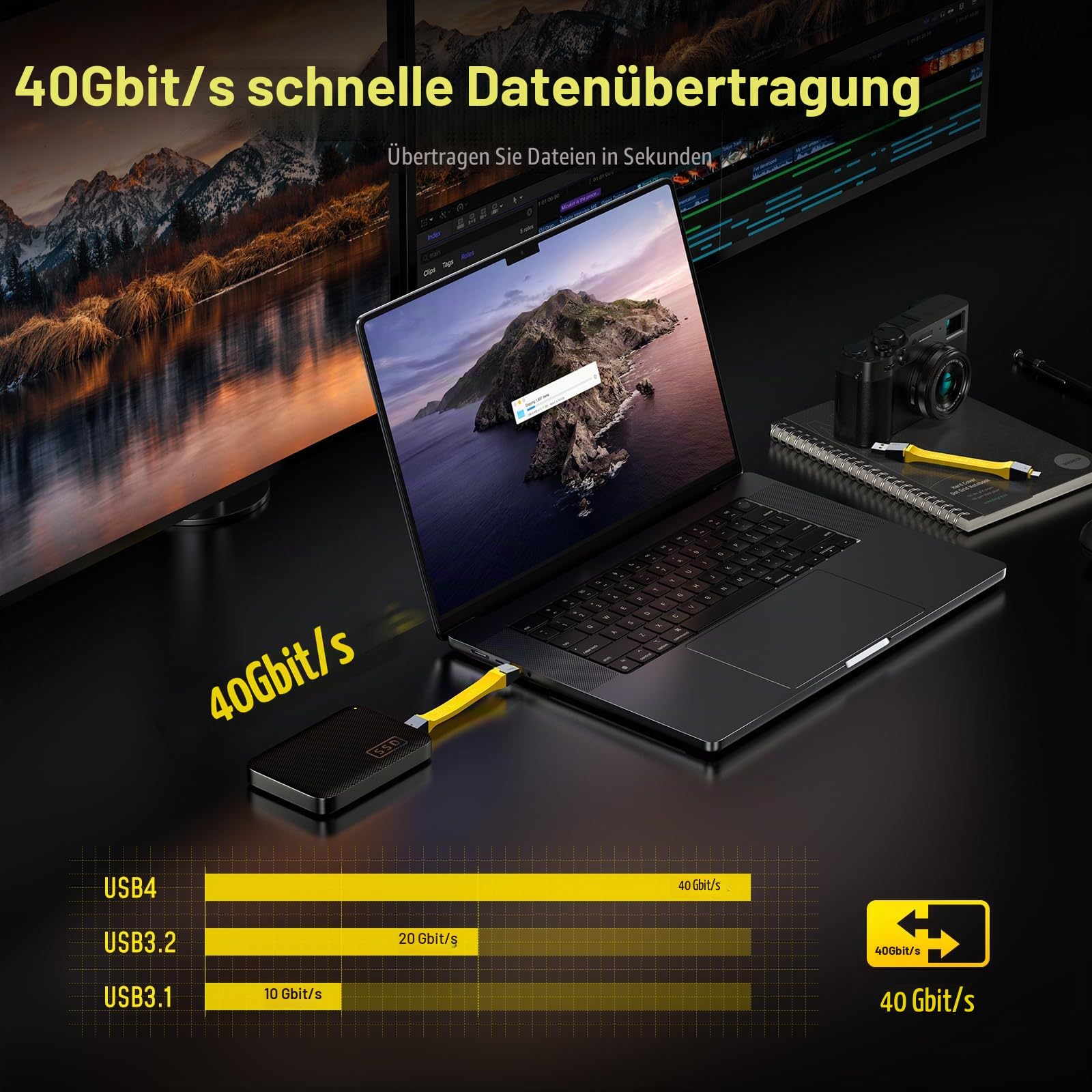 AOHI The Future 4 in 1 USB4 Cable Set, 240W PD3.1 Fast Charging Cable Set,40 Gbps Data Transfer, 8K HD Display for iPhone 15/MacBook Pro/Type-C Laptop/Hub/Docking