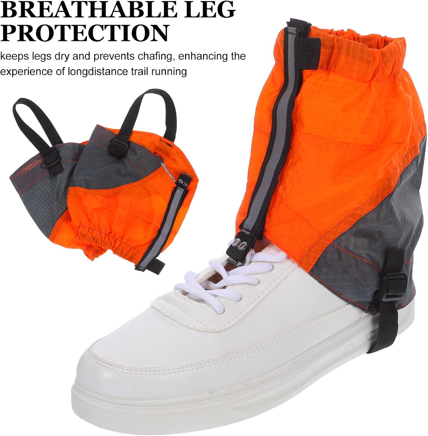 Milisten Trail Shoe Covers and Waterproof Snow Gaiters, Orange Short Hiking Leg Protectors with Anti-Sand Dustproof Design for Backpacking and Outdoor Trail Running