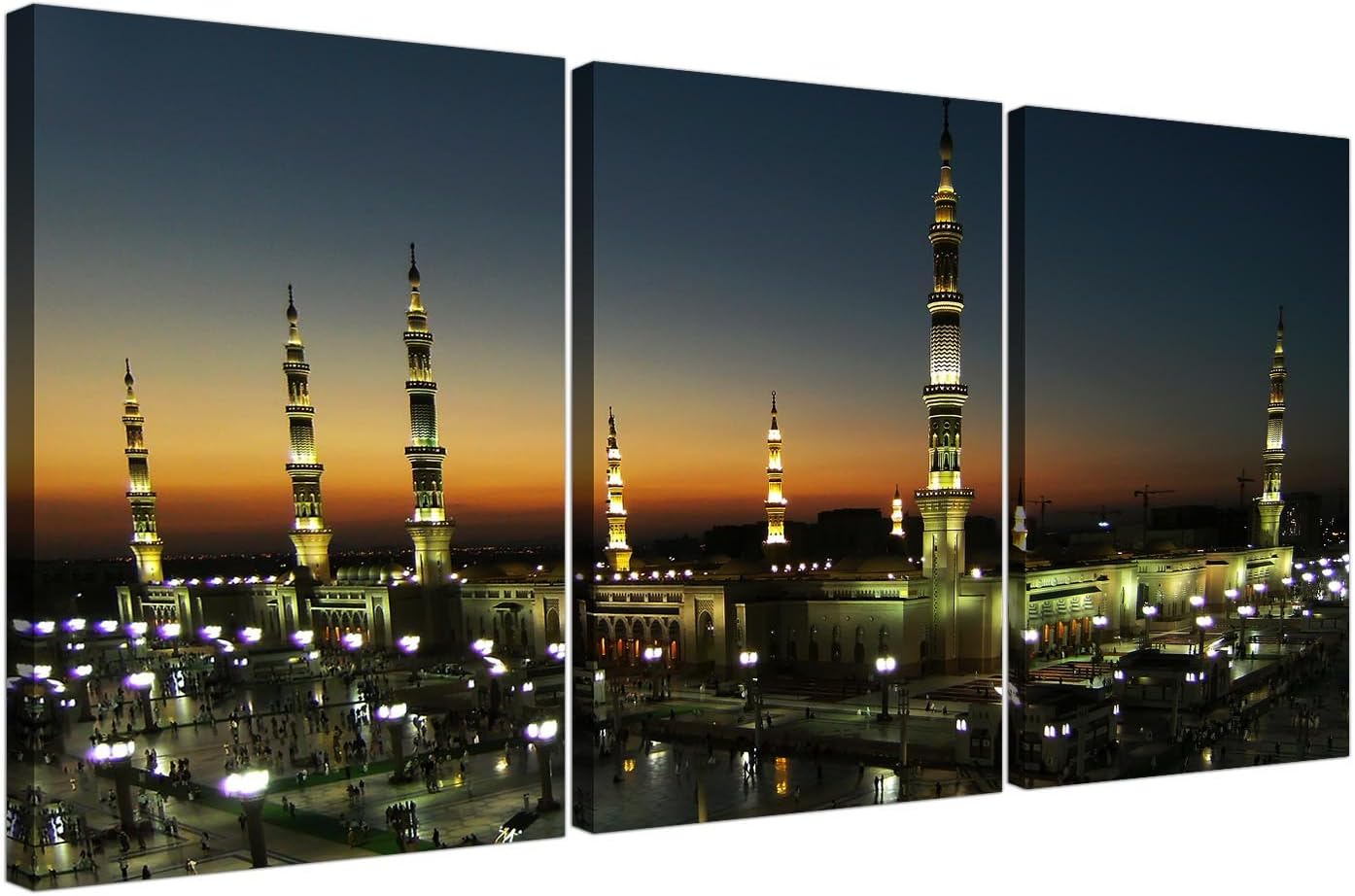 Wallfillers Large Al Masjid an Nabawi - Prophets Mosque Medina - Set of 3 Canvas Art - 3230