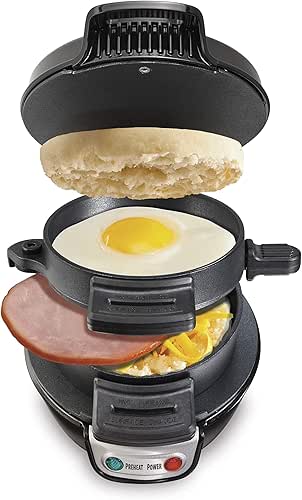 Hamilton Beach Breakfast Sandwich Maker with Egg Cooker Ring, Customize