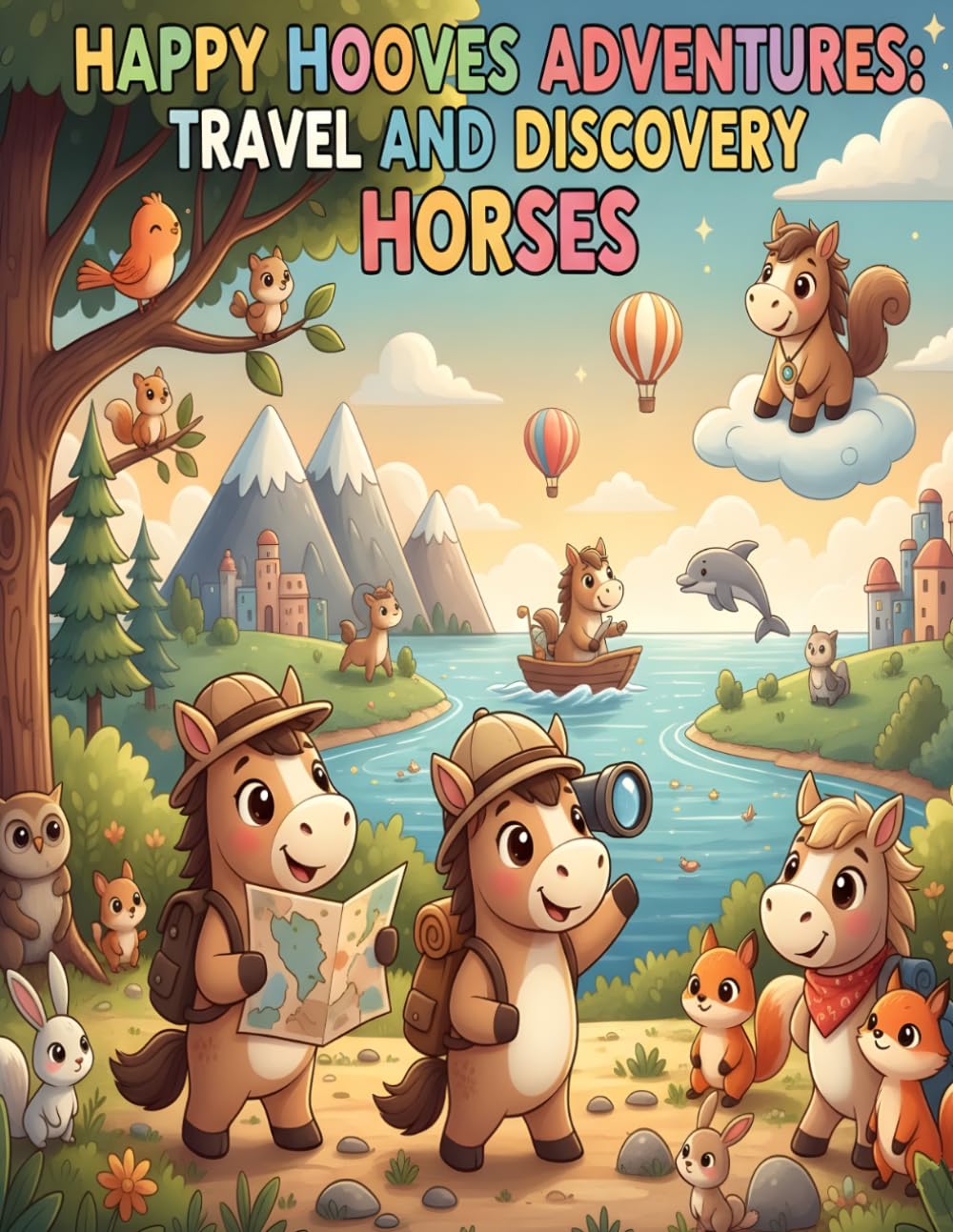 Happy Hooves Adventures: Travel and Discovery Horses: An Exciting Coloring Book of Exploring, Traveling, and Curious Horses for Kids Ages 3–6