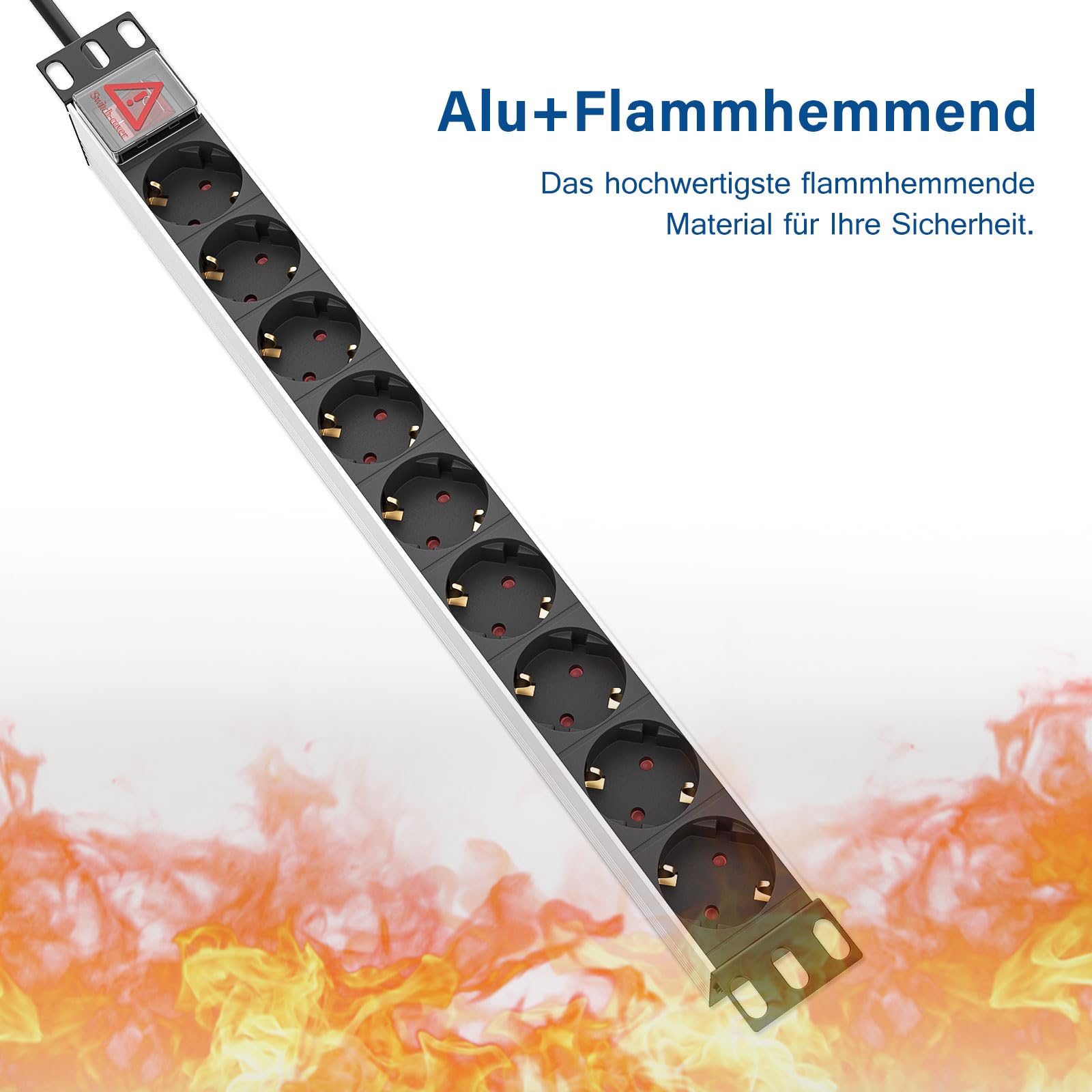 iwillink 19 Zoll Steckdosenleiste 9-Fach mit Schutzschalter (Packung mit 2)