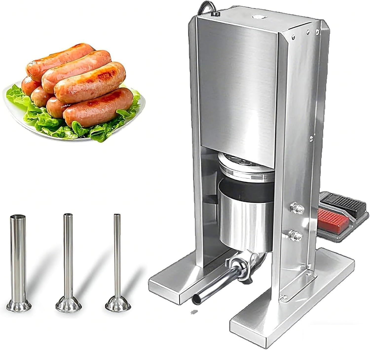 2L Sausage Stuffer Sausage Maker Machine Filler Meat Stuffer with 3 Stuffing Tubes Stainless Steel Kitchen Sausage Fillin