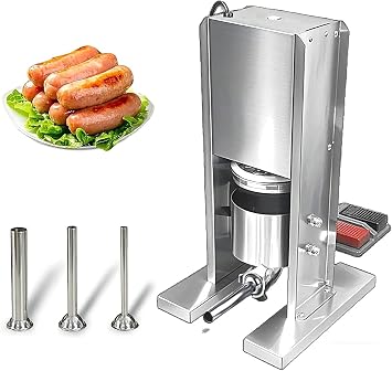 2L Sausage Stuffer Sausage Maker Machine Filler Meat Stuffer with 3 Stuffing Tubes Stainless Steel Kitchen Sausage Fillin