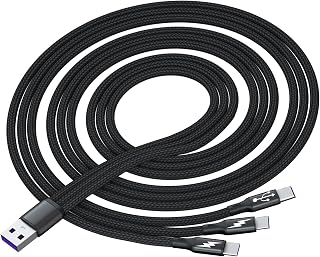 USB C Splitter Cable,USB A Male to 3 Type-C Male Charge Cable,3 in 1 Nylon Braided Charging Cord with 3x1.2m Cable, 5A Fast Charge,Compatible with Mobile/Android and More （3.9FT-1.2M）