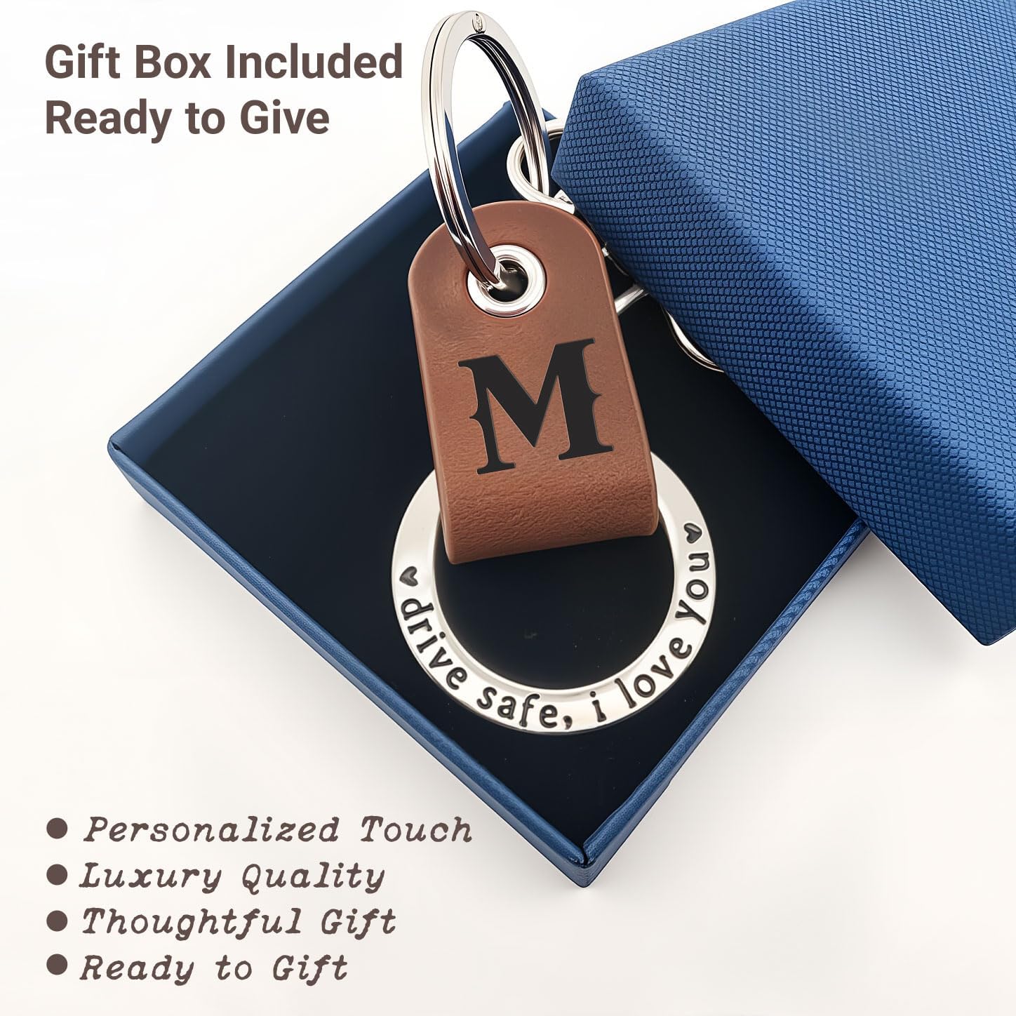 Embossed Leather Keychain, Personalized Keychain For Him, Engrave with Name Initial, Gift for Him, Boyfriend Gifts - Image 4