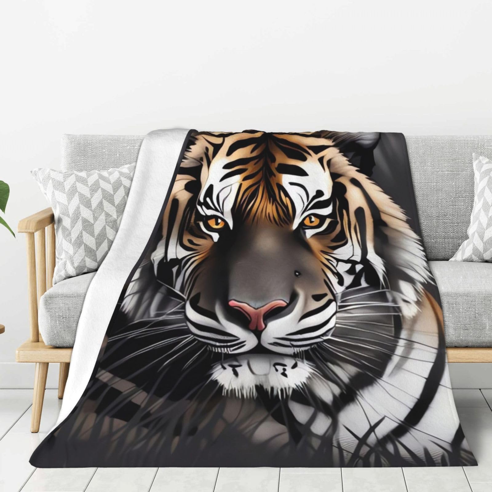 Tiger at Rest Throw Blanket Plush Flannel Fleece Blanket, Soft Lightweight Cozy Blankets 50"X40" for Bed Couch Sofa Travel
