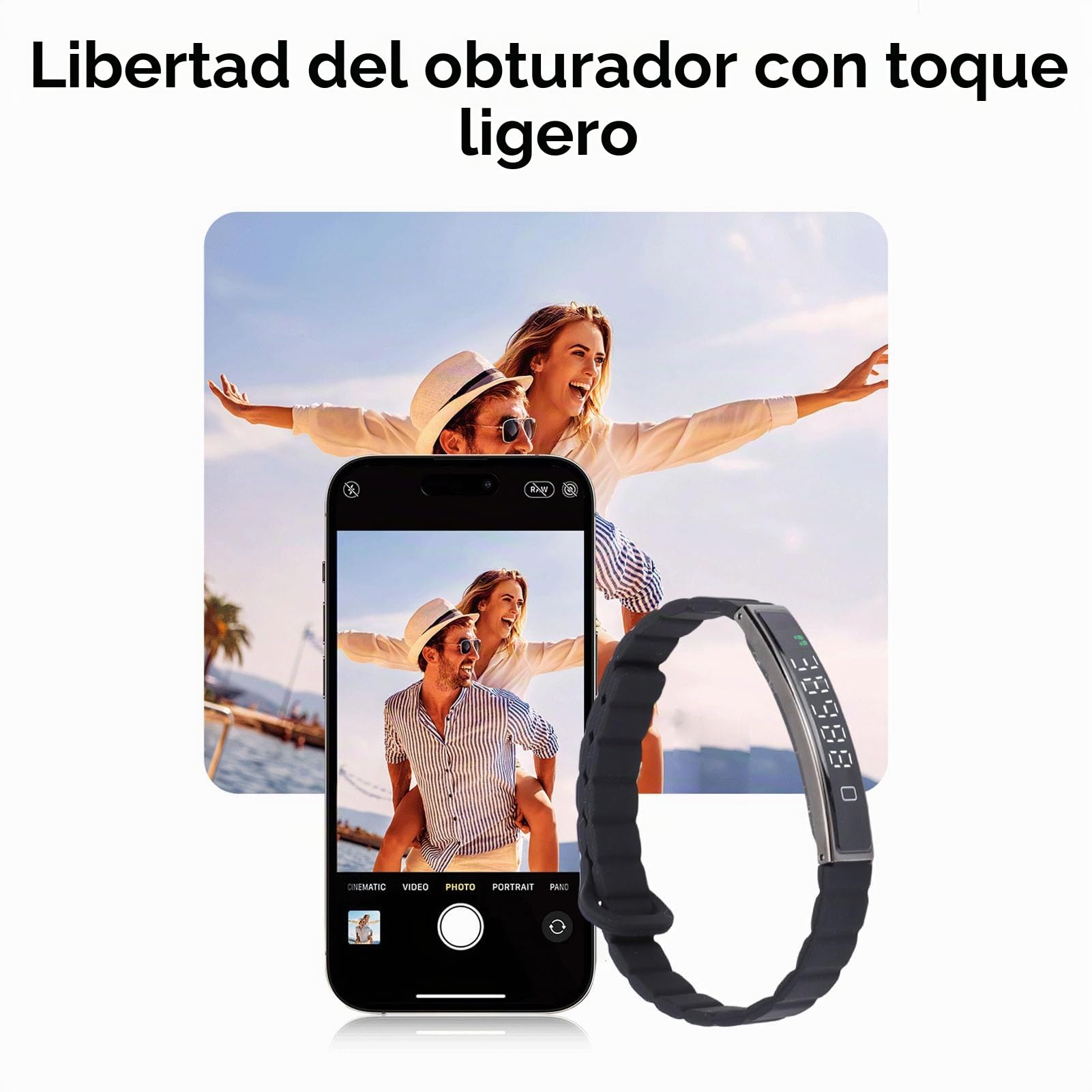 Brazalete Inteligente de Actividad y Fitness, Contador de Pasos, Toma de Fotos Remota, Impermeable, Adecuado para Deportes (Negro)