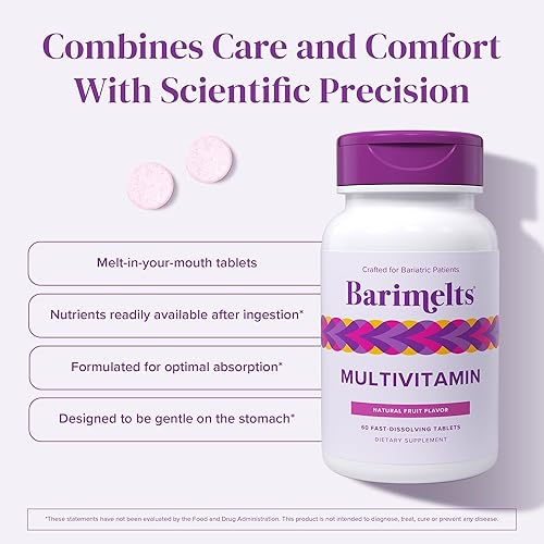 Miniatura 4 de BariMelts Multivitamin, vitaminas solubles para personas con sobrepeso, sin azúcar, sabor natural de frutas, sin OMG, tabletas de disolución rápida,