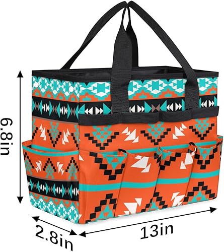 Miniatura 3 de Bolsa de herramientas de jardín étnico azteca tribal para mujeres y hombres, bolsas de almacenamiento de herramientas de jardinería con 10