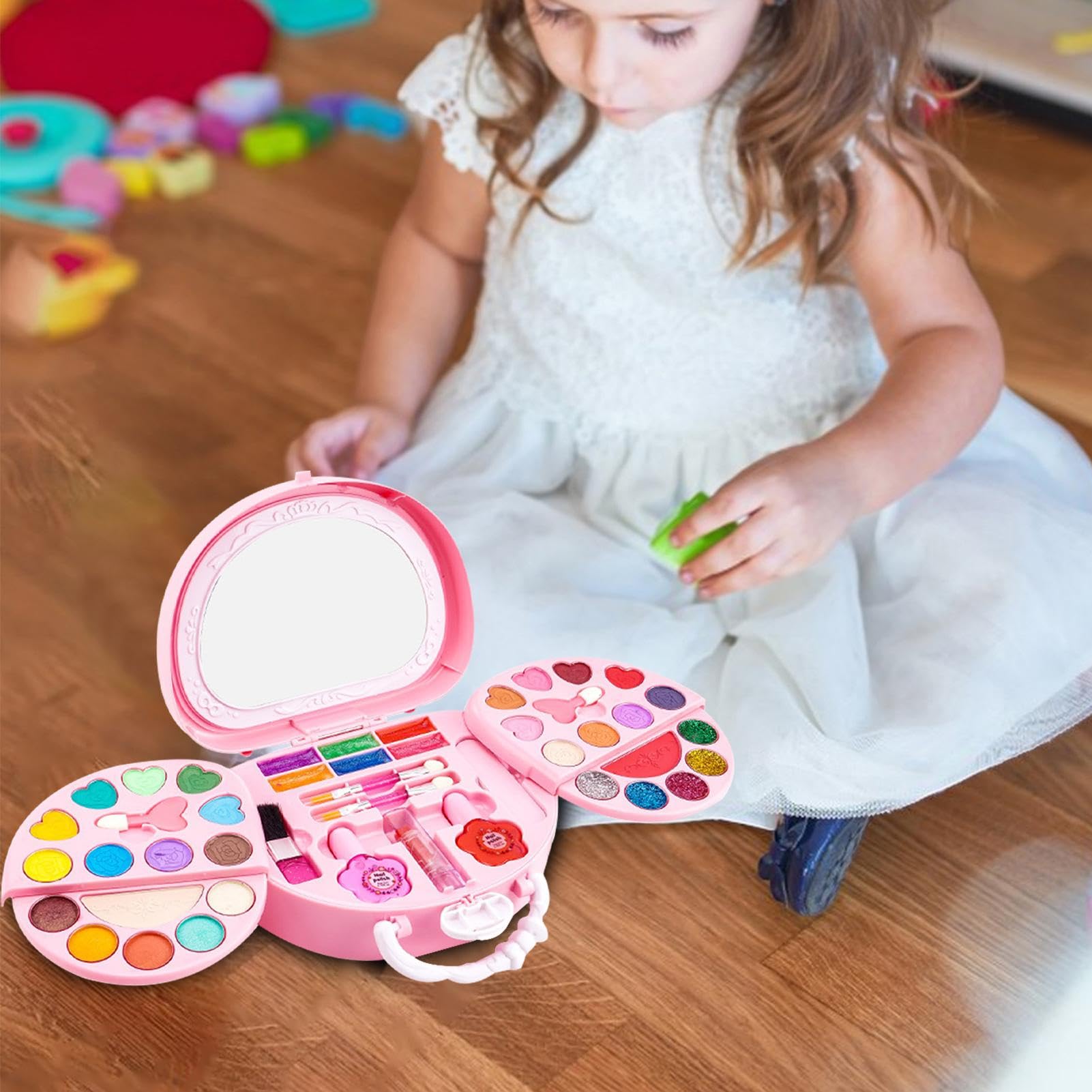 Kit Di Cosmetici per Ragazze,Giochi Di Trucco Bambini per Ragazze | Kit di Trucco per Ragazze Giochi di Cosmetici Principessa Lavabili | Il portatile di Bellezza Simulazione Gioca