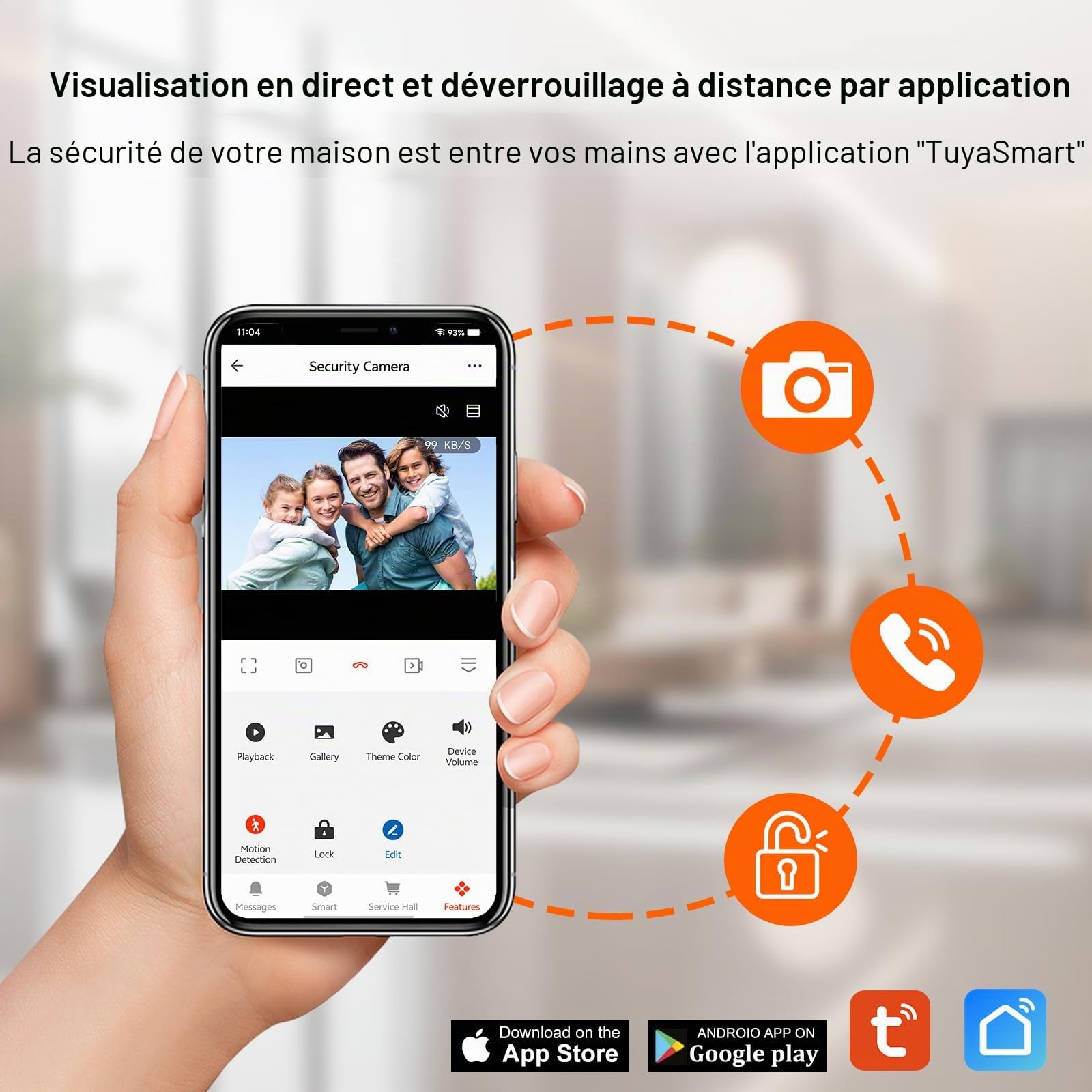Système Interphone de Sonnerie Vidéo WiFi à 2 Fils, Caméra Vidéo HD 1080P avec Moniteur écran Tactile de 7 Pouces pour la Maison, Vision Nocturne IR, Carte RFID/Tuya APP Déverrouillage