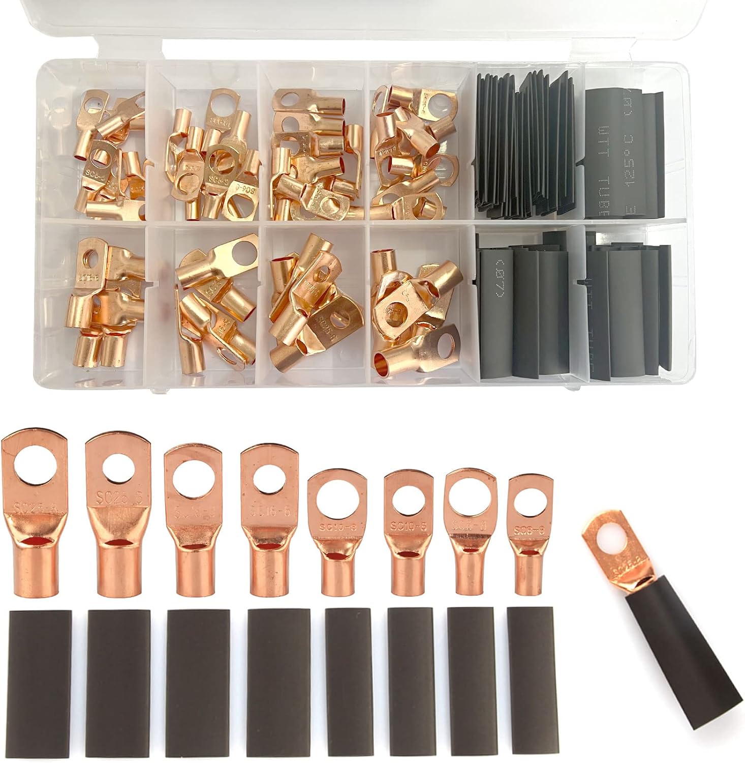 Copper Wire Terminal Connectors Kit, Copper Wire Lugs Battery Terminal
