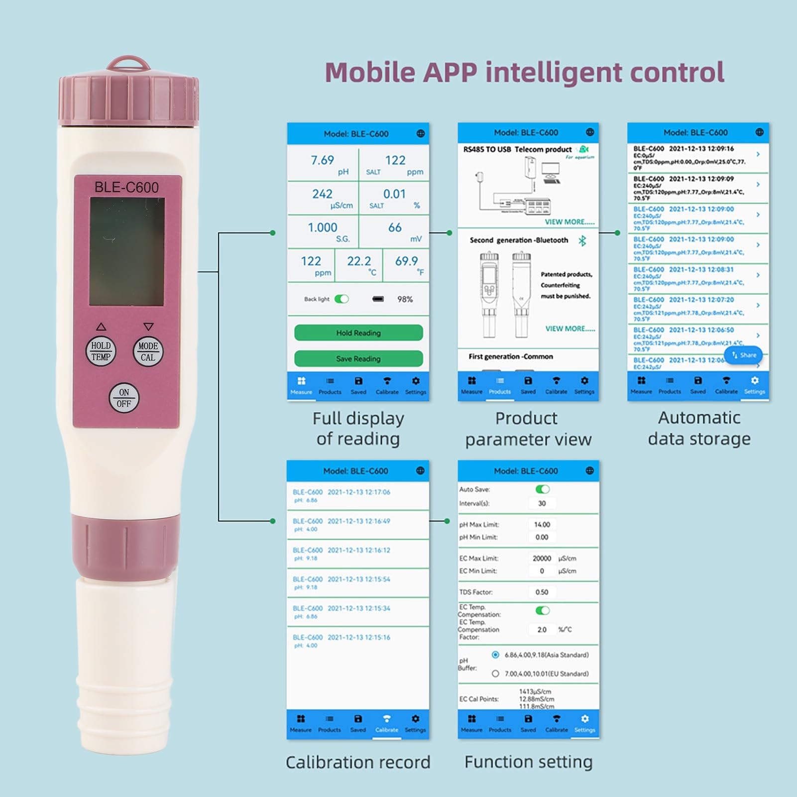 7 in 1 tester di qualità 'acqua, misuratore di salinità Digital PH TDS ORP, penna accurata per il test 'acqua per, piscine e acqua potabile
