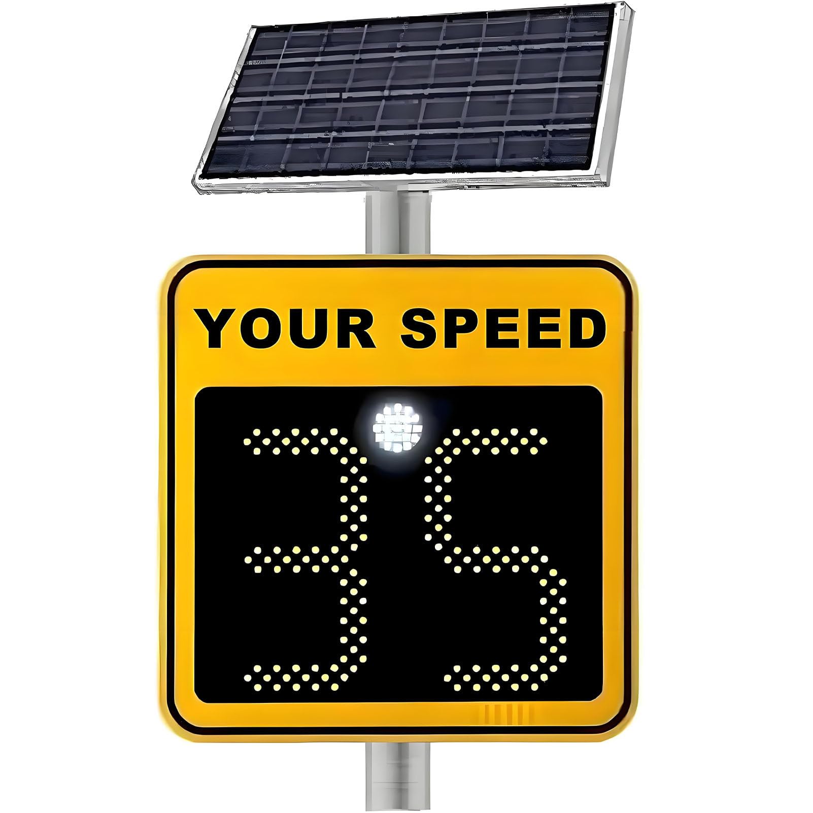 Señales de Velocidad de Radar, señal de Advertencia de Velocidad de Radar Solar, Pantalla de 2 dígitos, Control Remoto inalámbrico con retroalimentación de Velocidad LED Yellow-24 * 35in