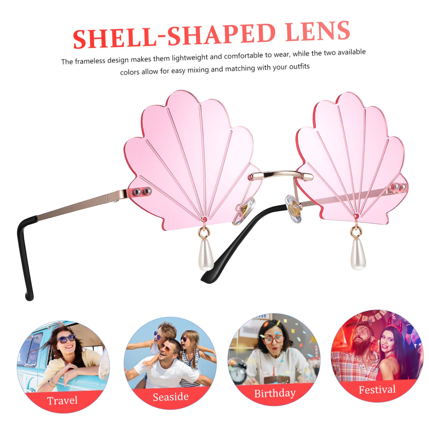 Sosoport 10 Stk Muschel- -Brille fasching women sunglasses party glasses Rave-Brille rahmenlose Brille Europäisch und amerikanisch Hülse Gläser Kind Requisiten