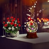 Vista 9 de Caja de música con forma de globo de nieve, globos de nieve musicales de rosas rojas preservadas, globo de nieve con luz LED, globo de agua, regalo