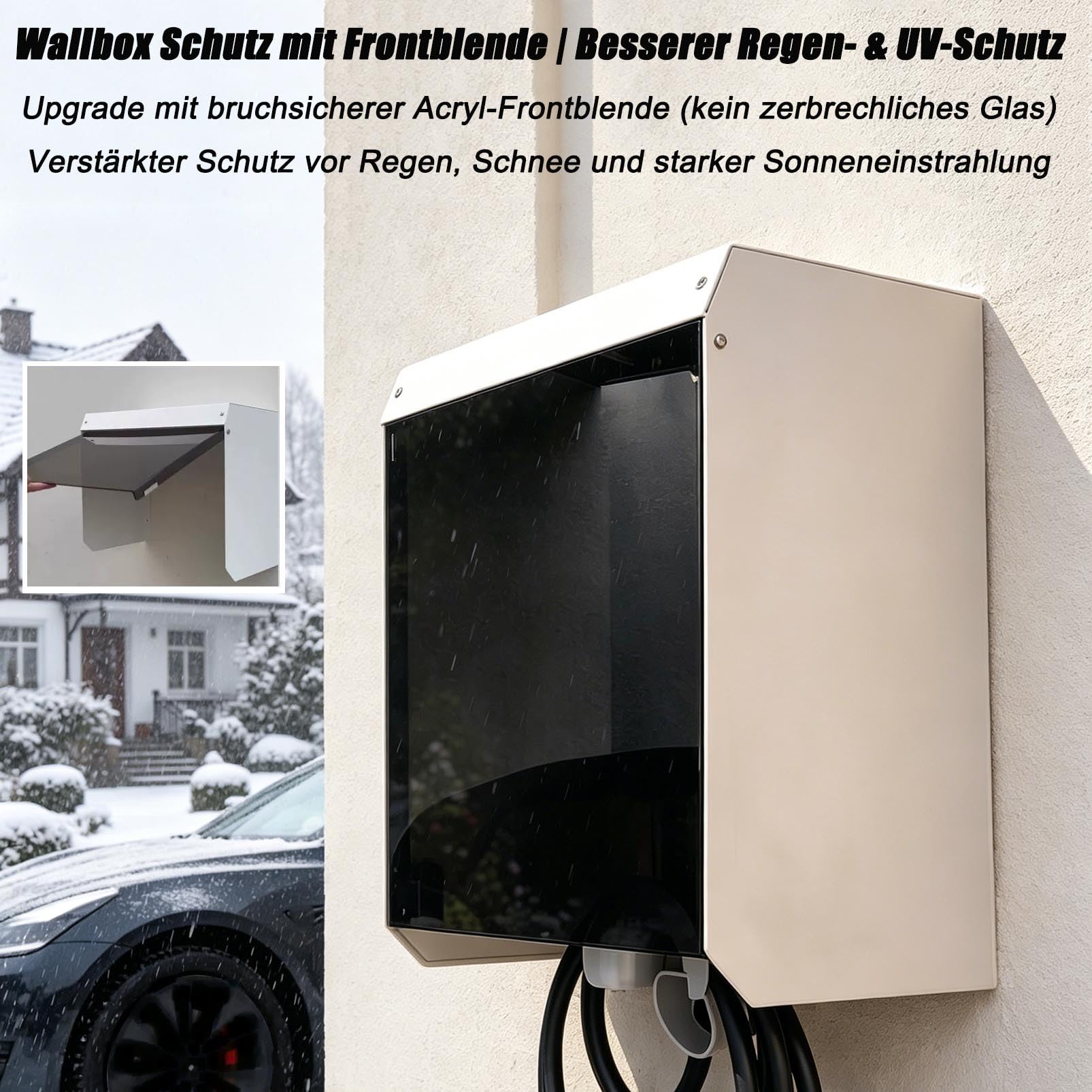 Generisch Wallbox Wetterschutz Ladestation Regenschutz, Metall Schutzdach für EV Ladegerät, UV-beständige Abdeckung Außen mit Magnetischer Klappe, Allwetter Schutz für Elektroauto Ladegerät