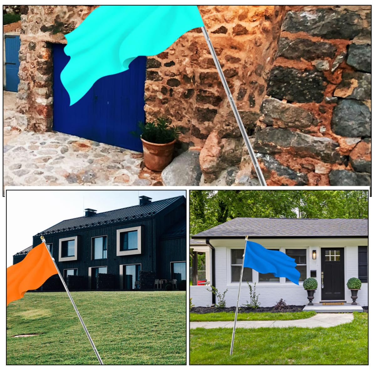 per Bandiera da Giardino in Acciaio Inox 2 Pezzi Antiruggine Facile da Riporre Supporto Girevole per Feste All'aperto e Gare