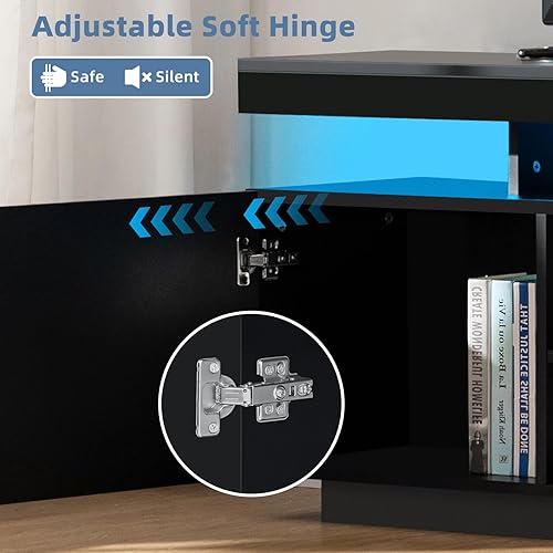 Miniatura 7 de HOMMPA Moderno soporte de TV LED para TV de 55/50/43/40/32 pulgadas con tomas de corriente, consolas de TV para juegos con centro de entretenimiento