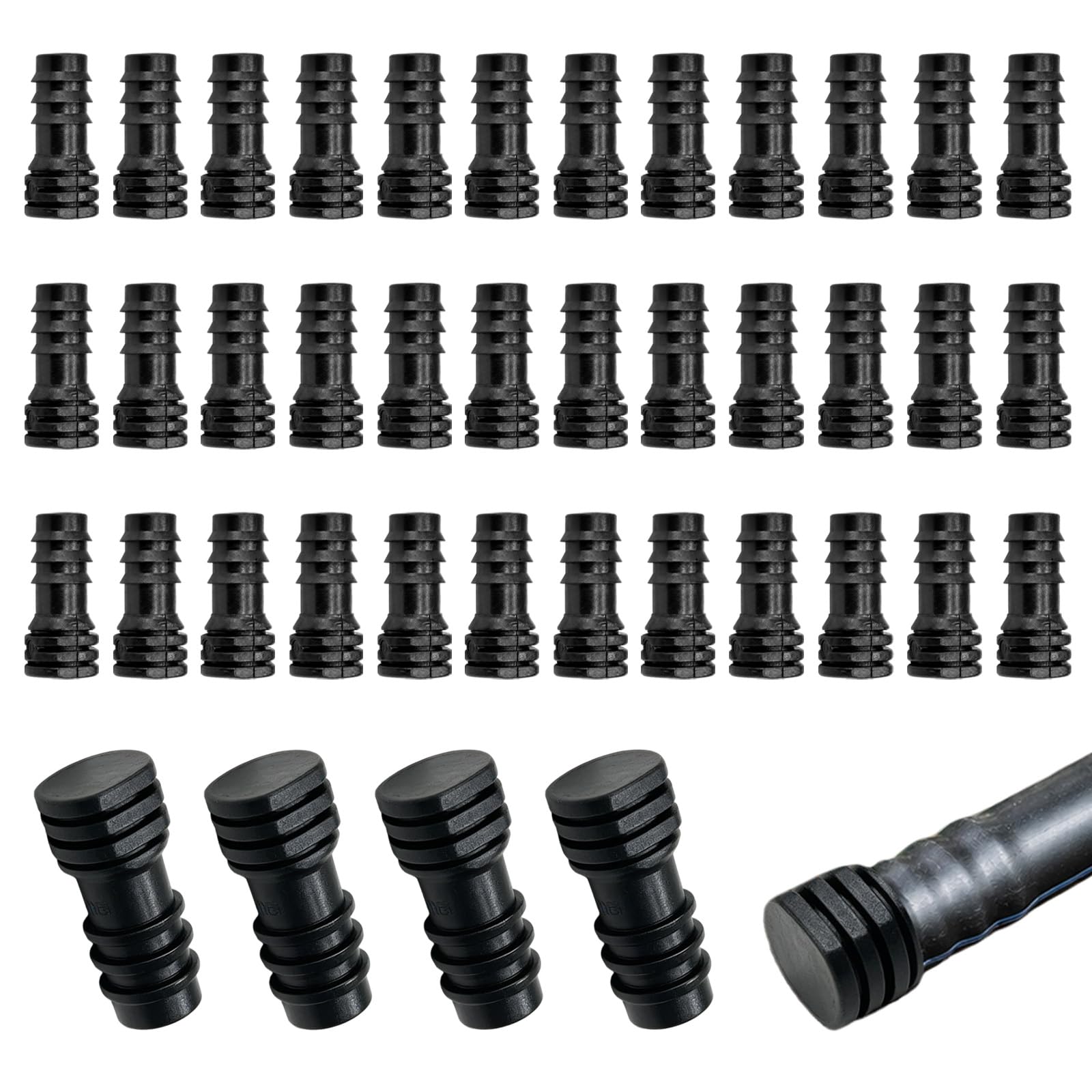 40 Stück Tropfbewässerung Endstopfen für 16mm Tropfschlauch, Wasserdicht | Steckmontage, langlebig, verhindert Wasseraustritt, verschließt ungenutzte Tropfleitungen, für Garten-Gewächshausbewässerung