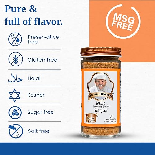 Miniatura 3 de Mezclas de condimentos mágicos del chef Paul Prudhomme sin sal y sin azúcar, seis especias, 1.9 onzas