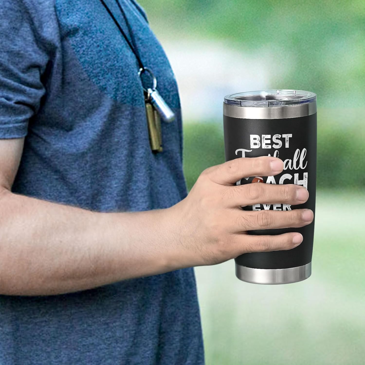 Lifecapido Football Coach Gifts, 20oz Football Coach Insulated Tumbler, Football Coach Appreciation Gifts for Men, Black - Image 4