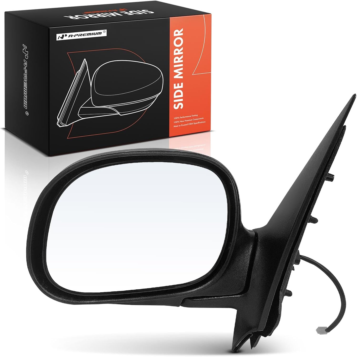 A-Premium Driver Side Power Door Mirror - Compatible with Ford F-150 F150 2001-2002, Expedition 1998-2002 - Non-Heated Manual Folding Chrome Outside Rear View Mirror - Replace# F85Z17684GAB