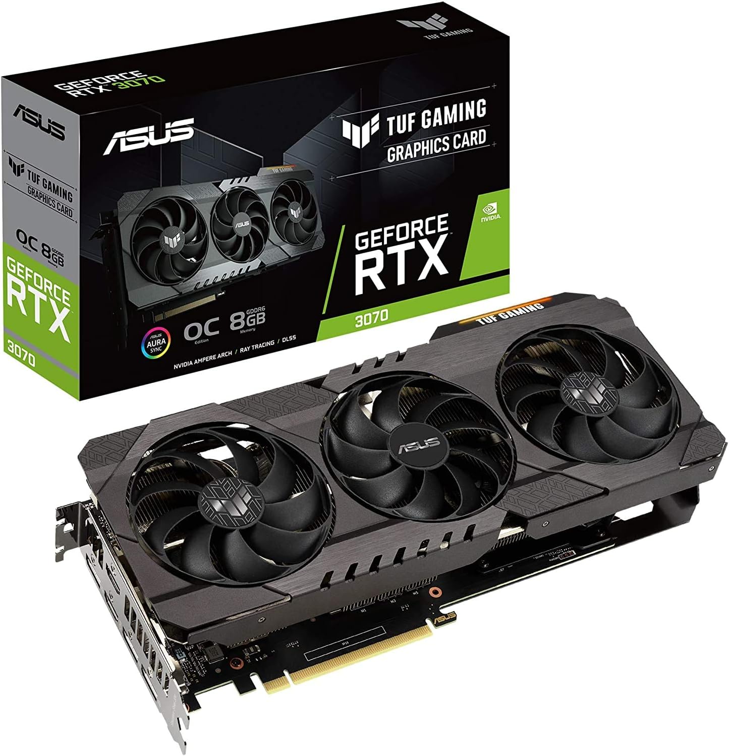 TUF Gaming NVIDIA GeForce RTX 3070 OC Edition Graphics Card- PCIe 4.0, 8GB GDDR6, HDMI 2.1, DisplayPort 1.4a, Dual Ball Fan Bearings, 3 Year Warranty